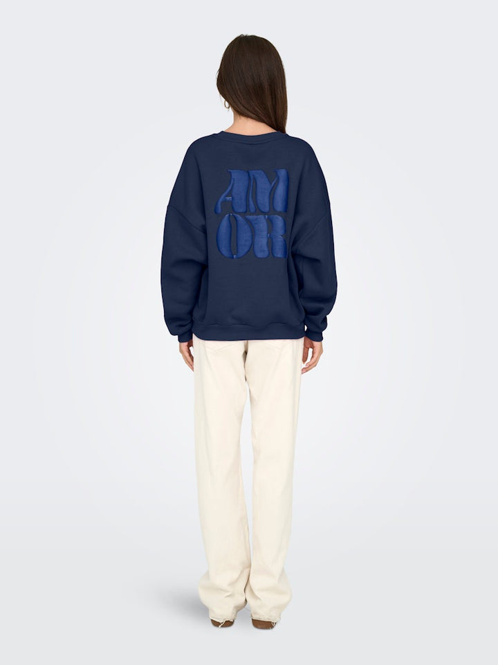 Onlmarey L/s O-neck Print Box Cs Swt - Navy