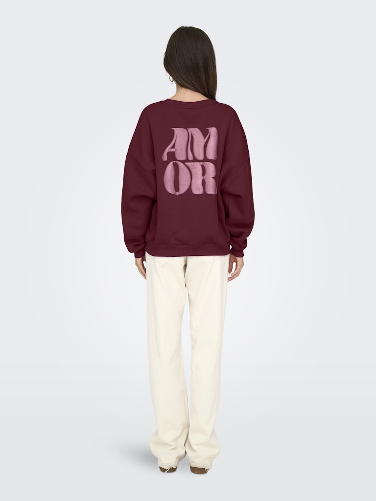 Onlmarey L/s O-neck Print Box Cs Swt - Bordeaux