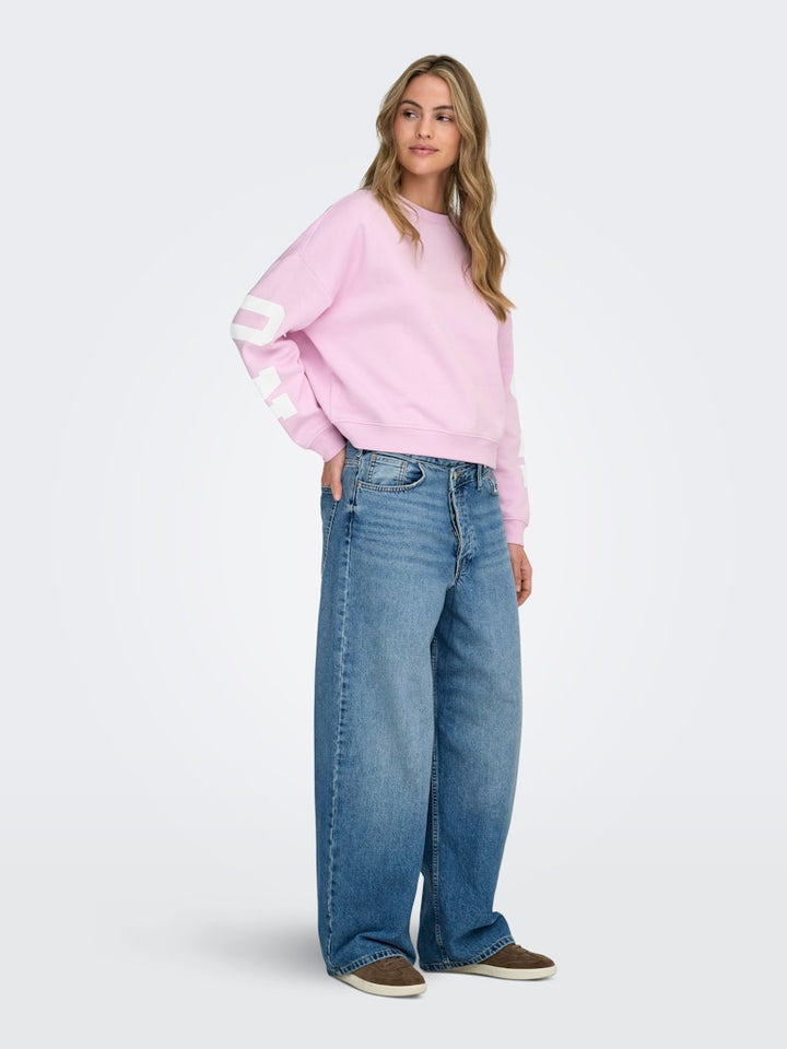 Onlsweat Ls Back/sleeve Print - Licht Roze