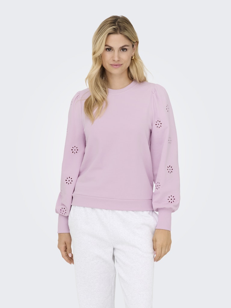 Onlfemme L/s Puff Embroidery Ub Swt - Licht Roze