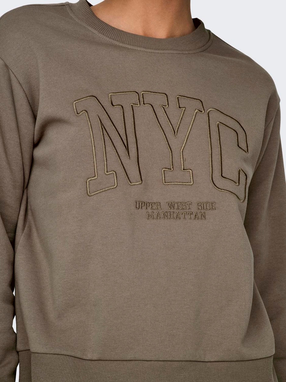 Jdyparis L/s Emb Sweat Jrs - Taupe