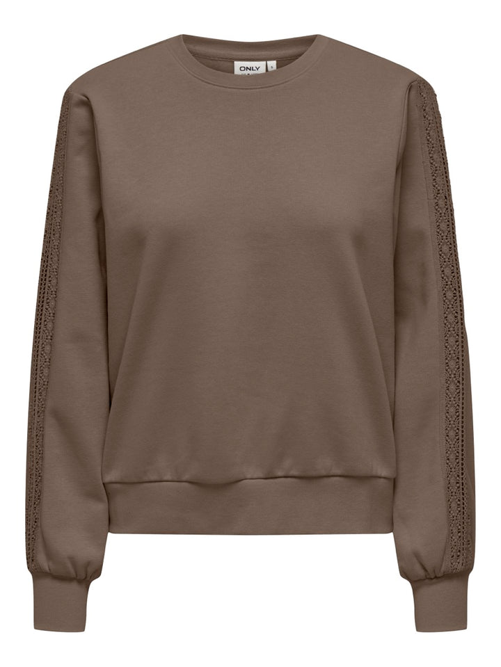 Onlholly L/s O-neck Lace Swt - Taupe