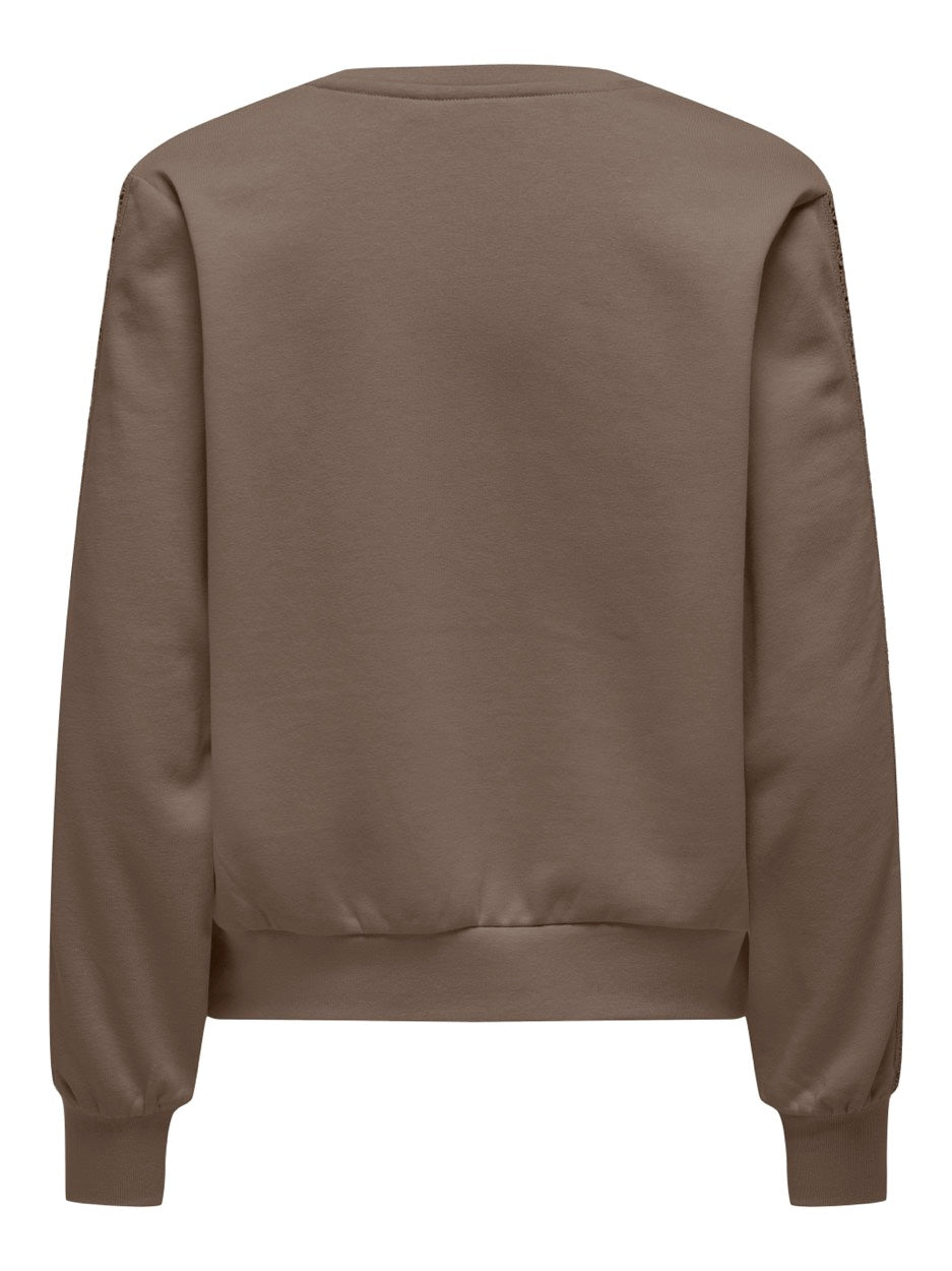 Onlholly L/s O-neck Lace Swt - Taupe