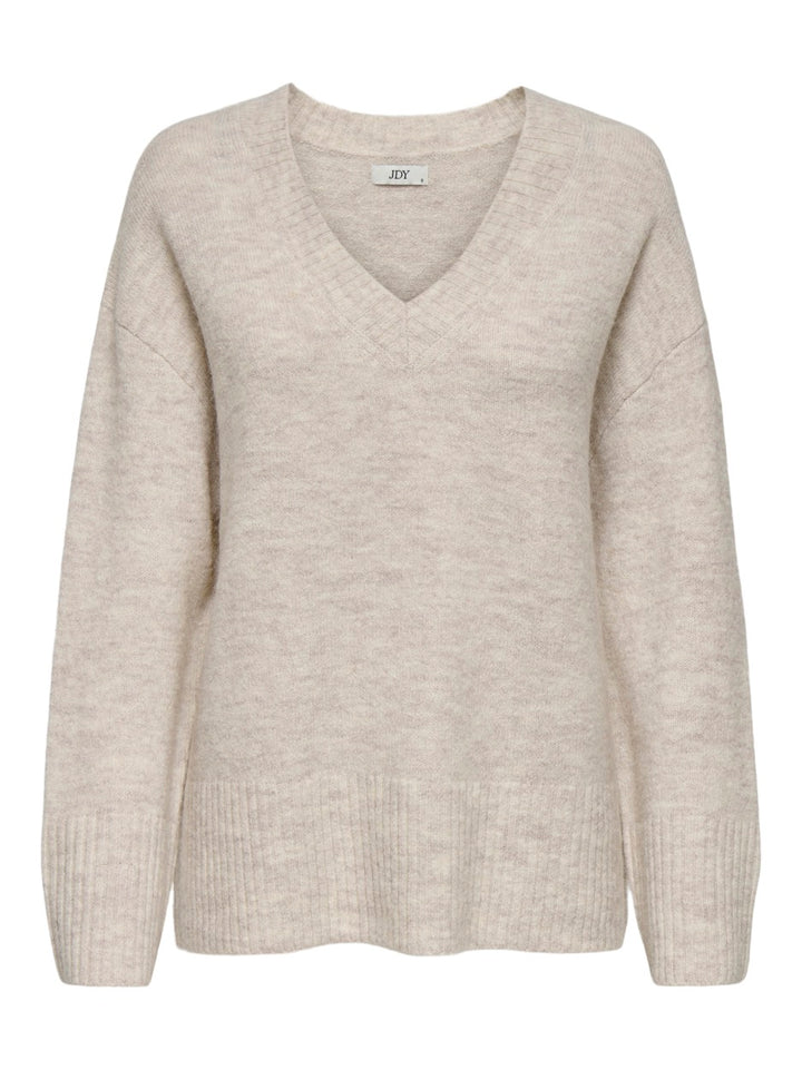 Jdymarina L/s V-neck Pullover Knt - Beige