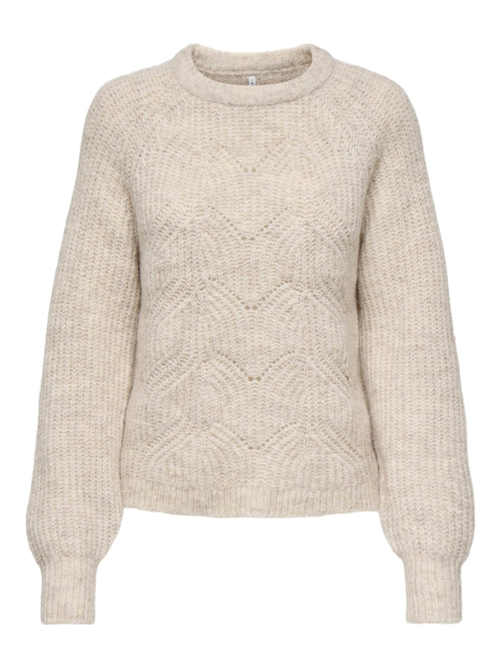 Onlgila Life Ls Structure O-neck Bf Knt - Beige