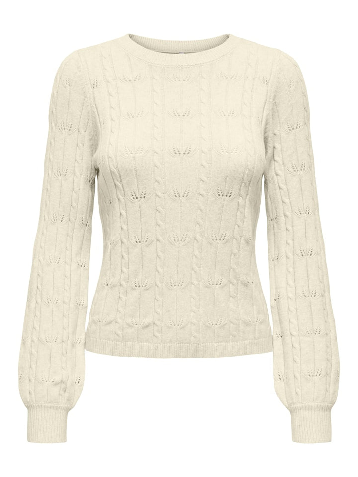 Onlkatia Ls Structure O-neck Pull Cc Knt - Beige