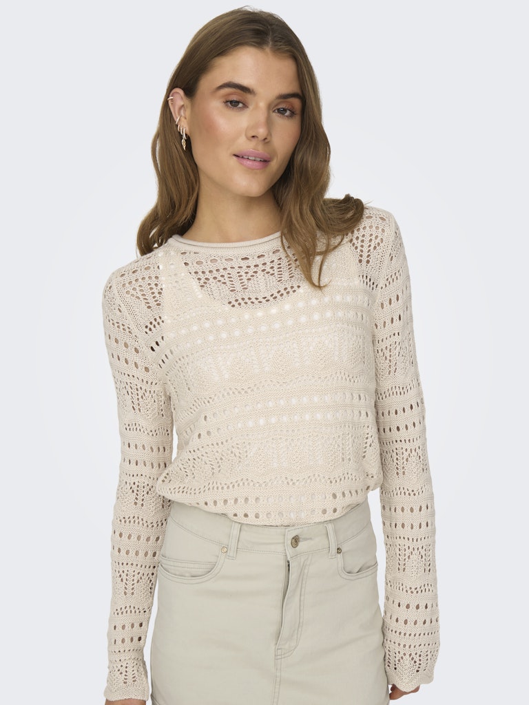 Jdysun Lay L/s Boatneck Pullov. Knt - Beige