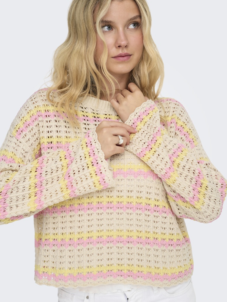 Onlasa Ls O-neck Knt Nca - Zand Dessin