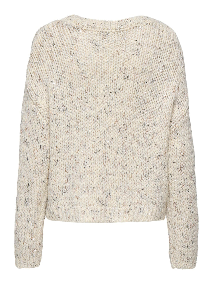 Onlwinter Ls Sequins O-neck Cs Knt - Ecru Dessin