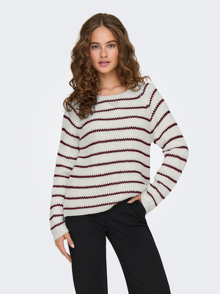 Jdyellen L/s Oneck Raglan Pullover Knt - Wit Dessin