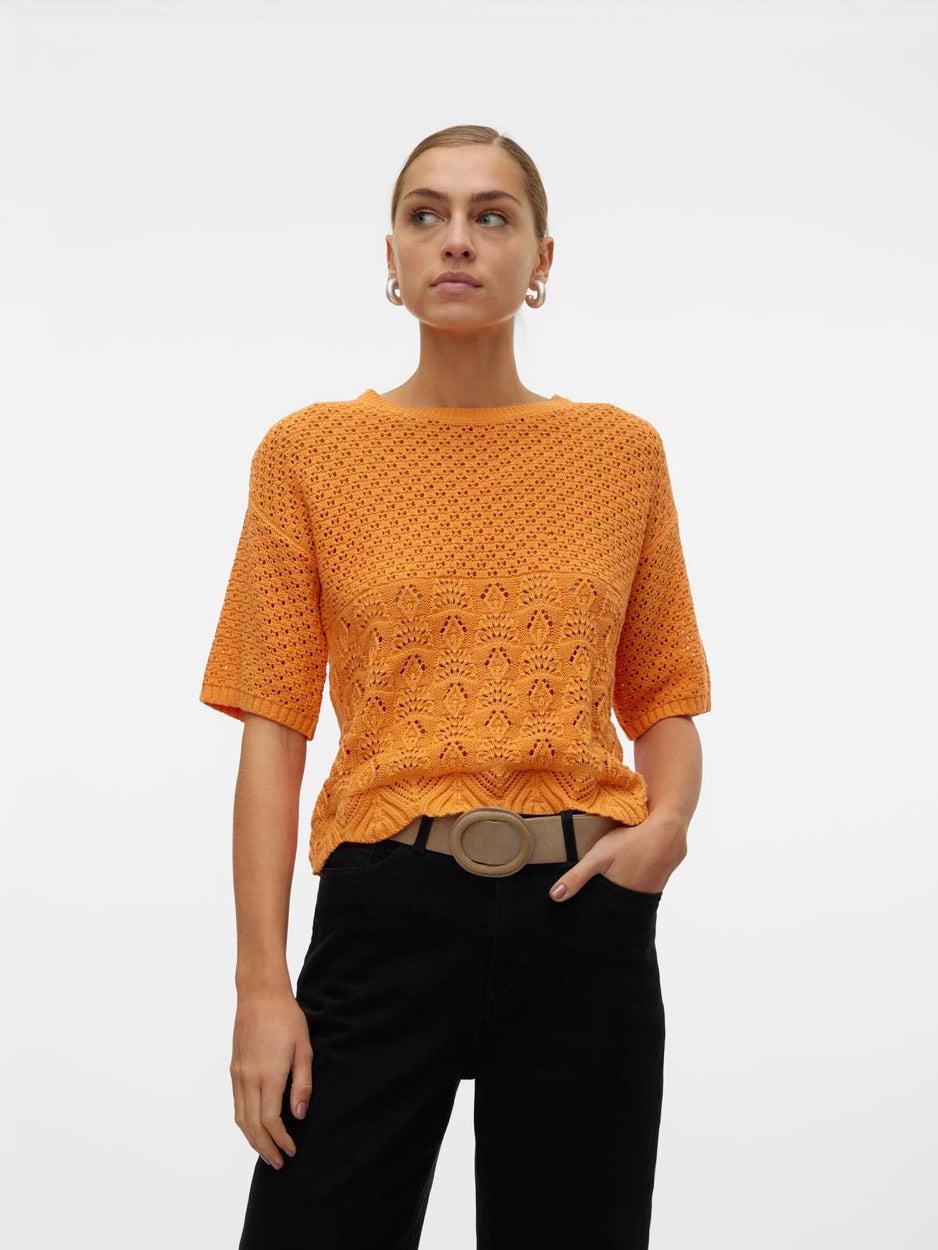 Vmlillie Ss O-neck Short Pullover B - Oranje