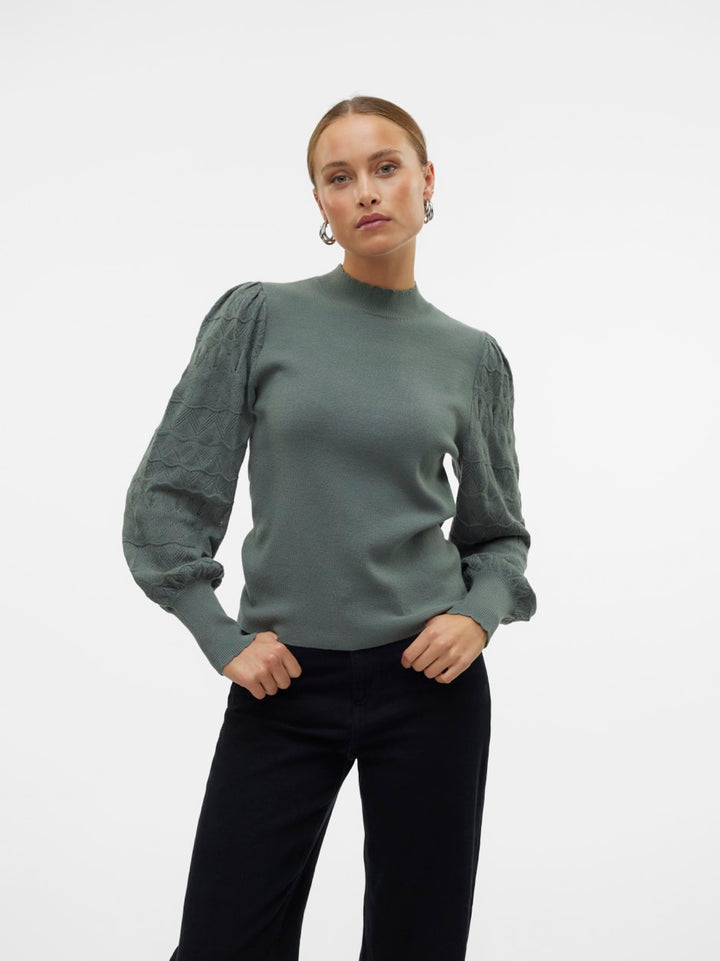 Vmlimone Ls Highneck Pullover Ga Bo - Oud Groen
