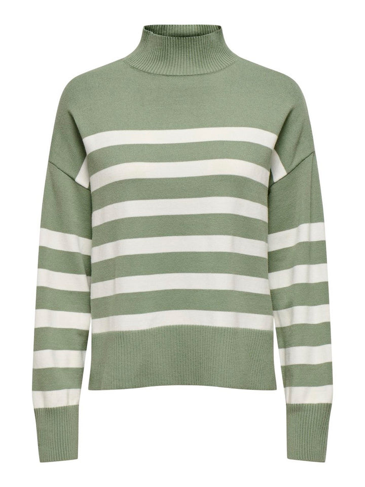 Onlbari L/s Highneck Knt - Groen Dessin