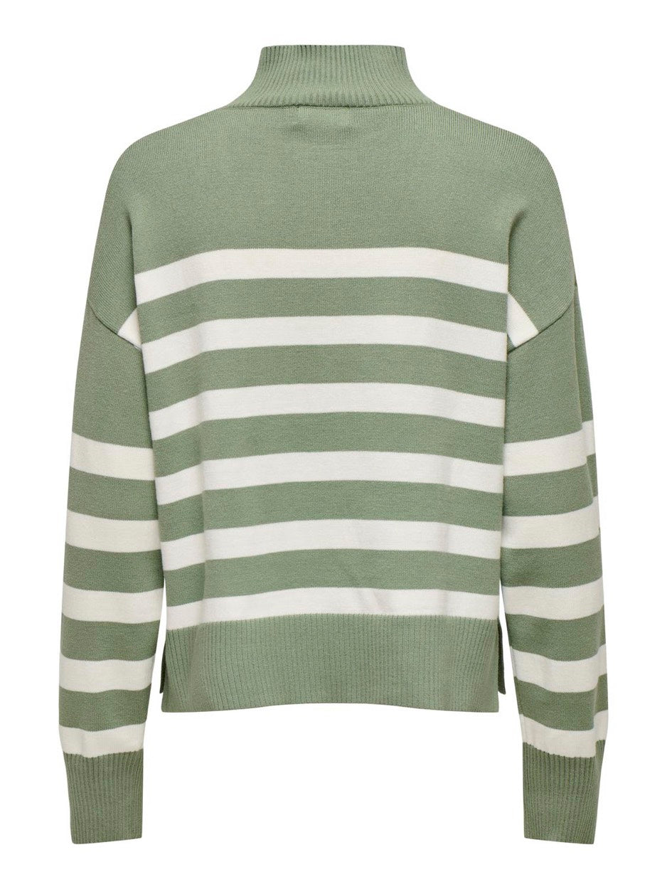 Onlbari L/s Highneck Knt - Groen Dessin