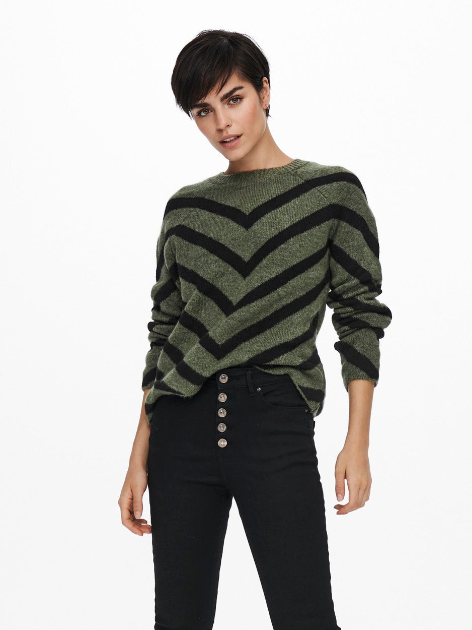 Onleliza L/s Pullover Knt Noos - Groen Dessin