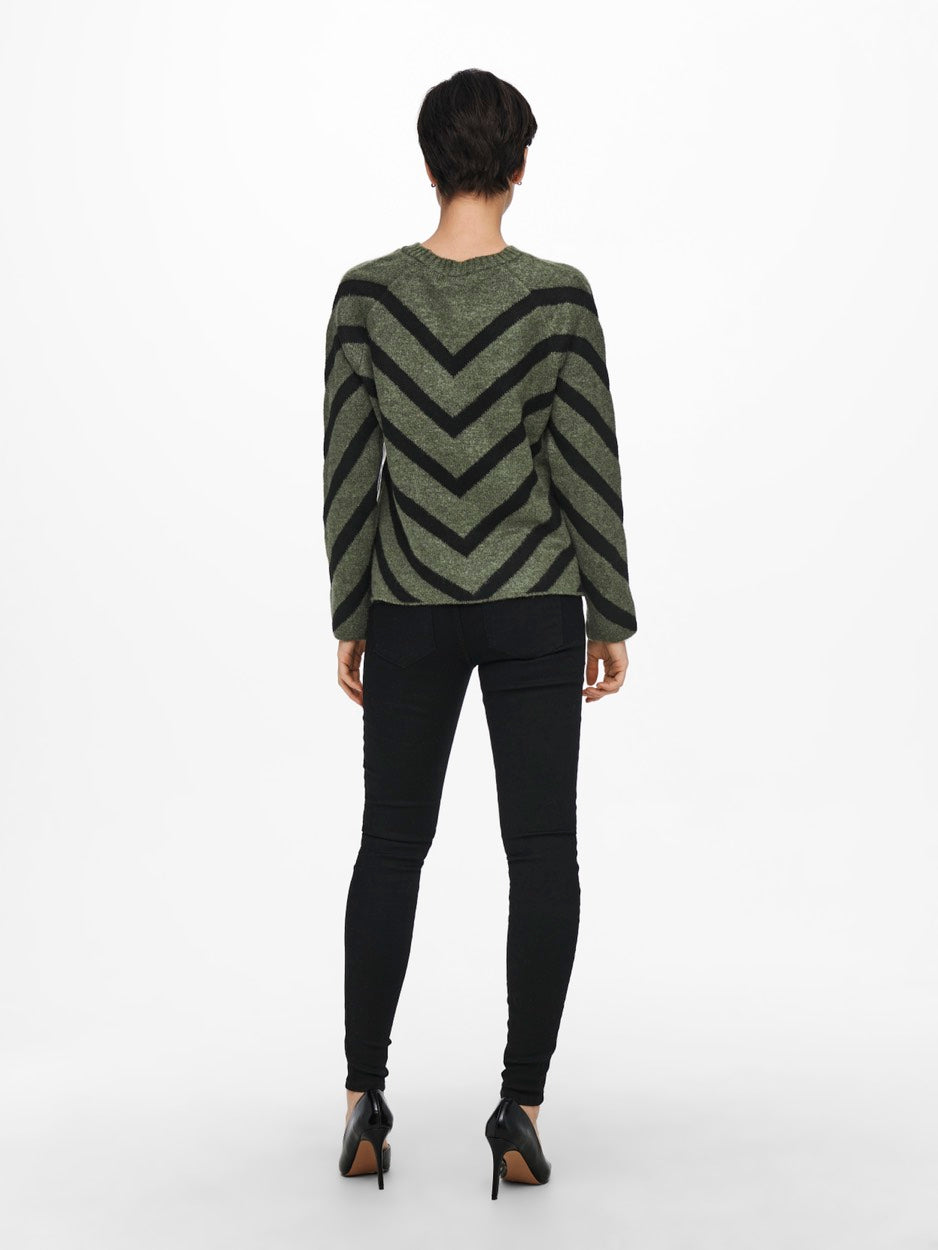 Onleliza L/s Pullover Knt Noos - Groen Dessin