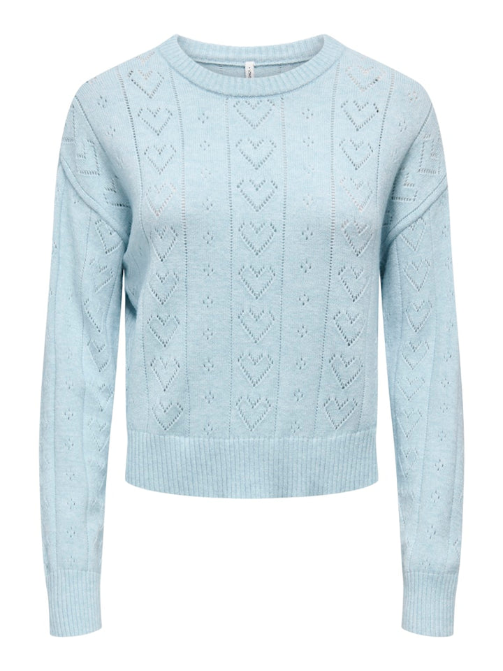 Onlisa Life Ls Struct Boxy Oneck Cc Knt - Lichtblauw