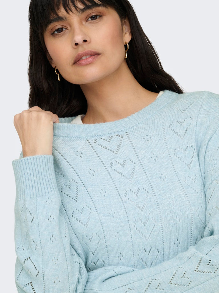 Onlisa Life Ls Struct Boxy Oneck Cc Knt - Lichtblauw