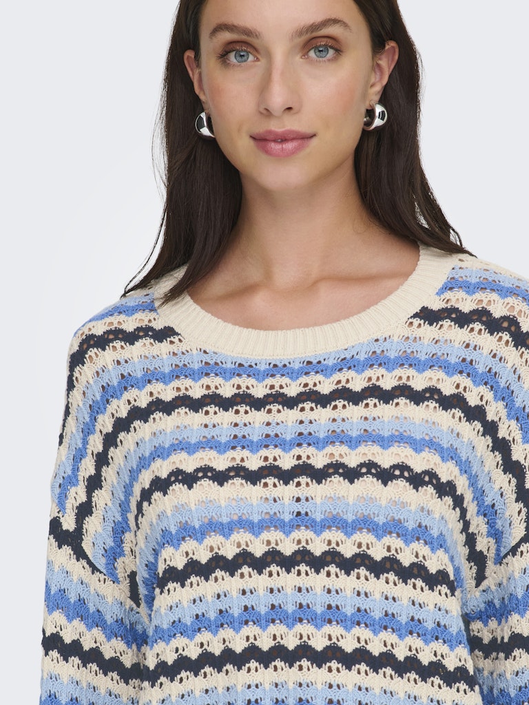 Onlasa Ls O-neck Knt Nca - Blauw Dessin