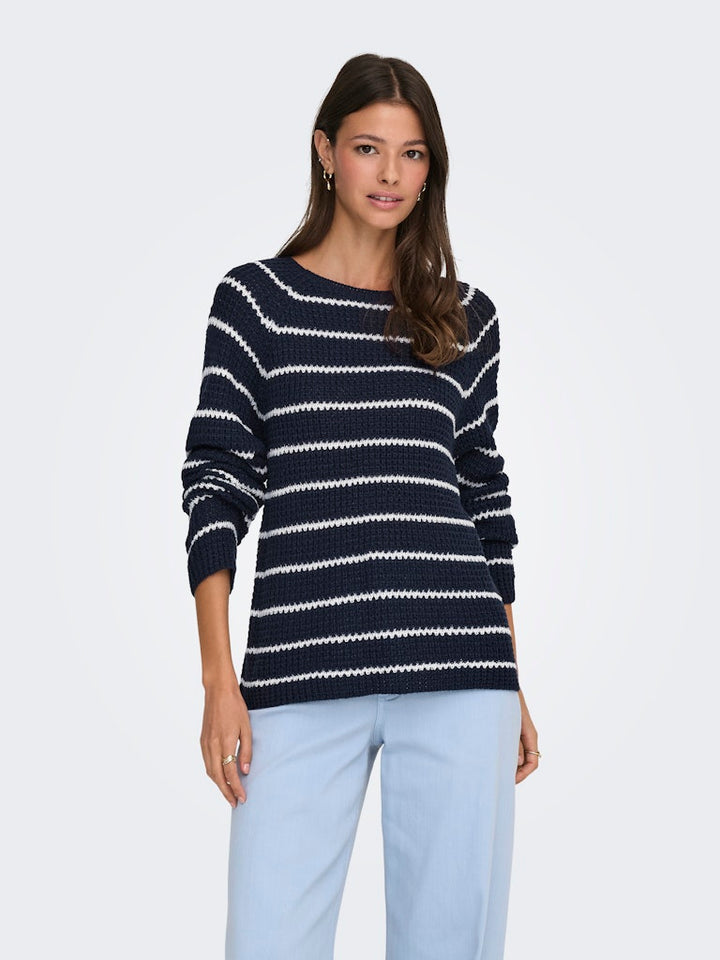 Jdyellen L/s Oneck Raglan Pullover Knt - Blauw Dessin