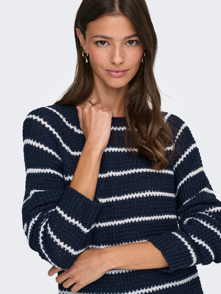 Jdyellen L/s Oneck Raglan Pullover Knt - Blauw Dessin
