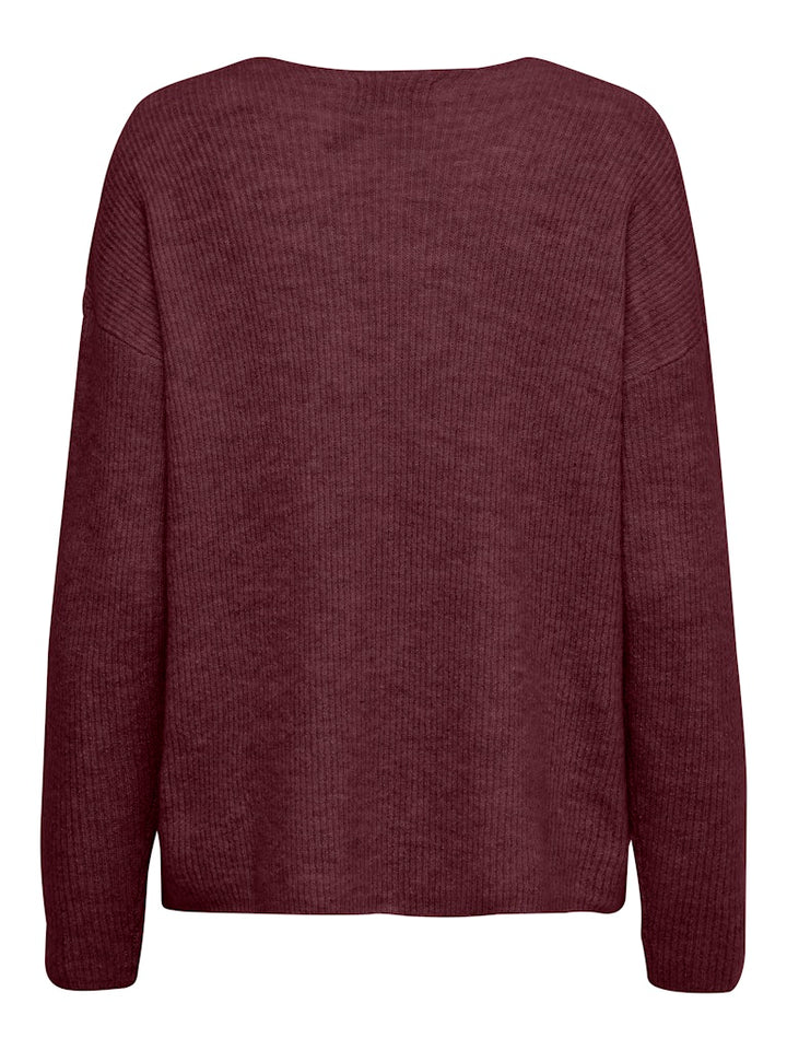 Onlcamilla V-neck L/s Pullover Knt Noos - Bordeaux