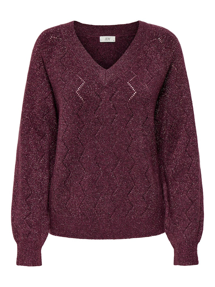 Jdyaspen Life Ls V-neck Pullover Knt - Bordeaux
