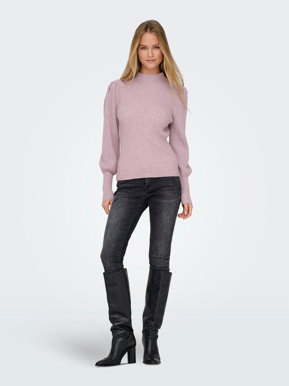 Onlkatia L/s Highneck Pullover Knt - Mauve