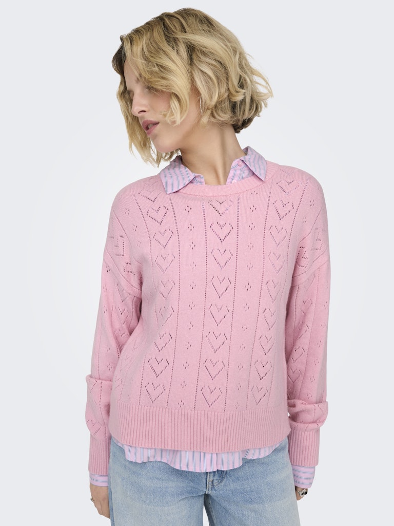 Onlisa Life Ls Struct Boxy Oneck Cc Knt - Roze