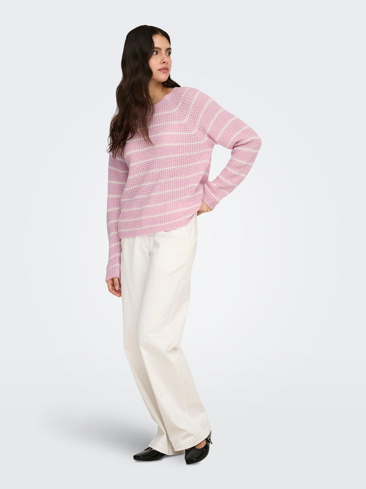 Jdyellen L/s Oneck Raglan Pullover Knt - Licht Roze