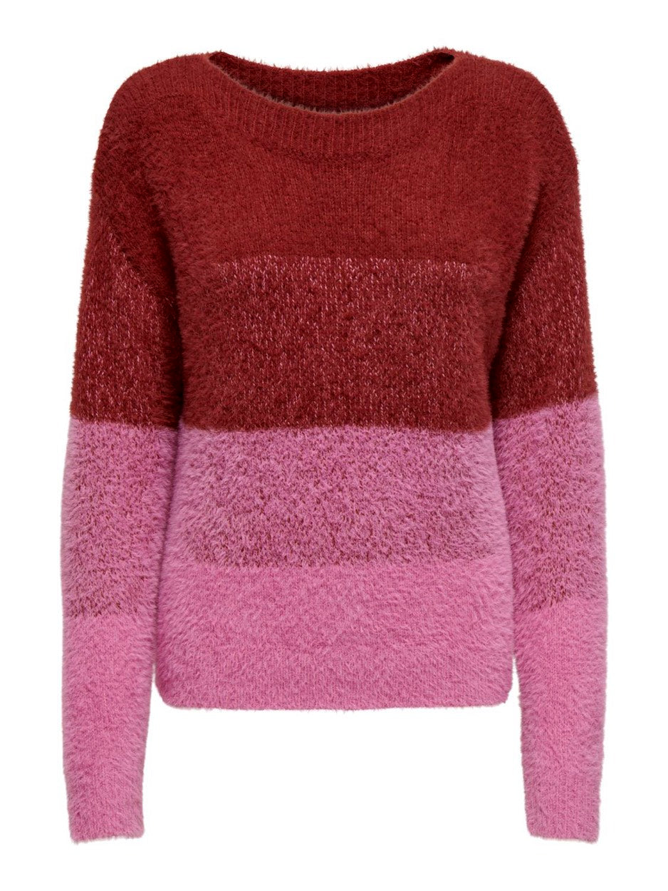 Onlmaika Ls Boatneck Cc Knt - Roze Dessin