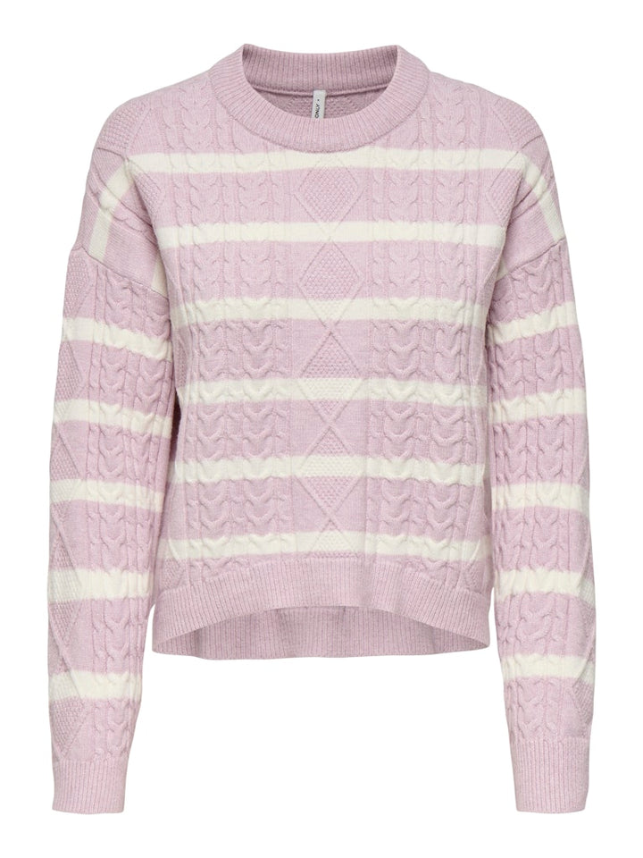 Onlkatia Ls Cable O-neck Pullover Cc Knt - Roze Dessin