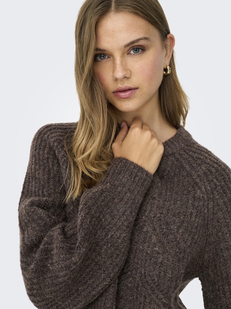 Onlgila Life Ls Structure O-neck Bf Knt - Bruin