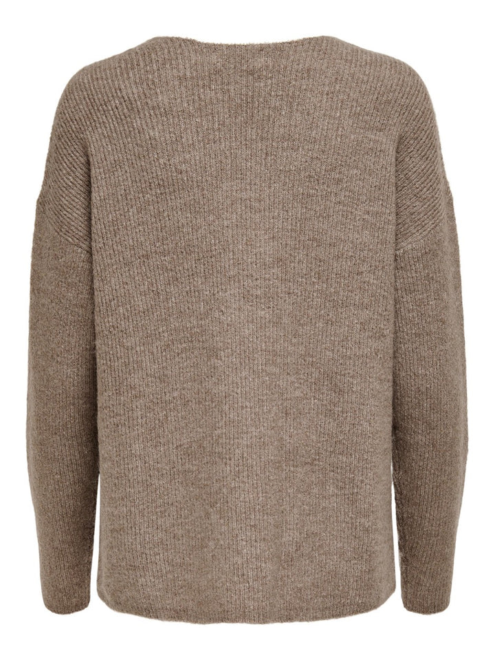 Onlcamilla V-neck L/s Pullover Knt - Bruin