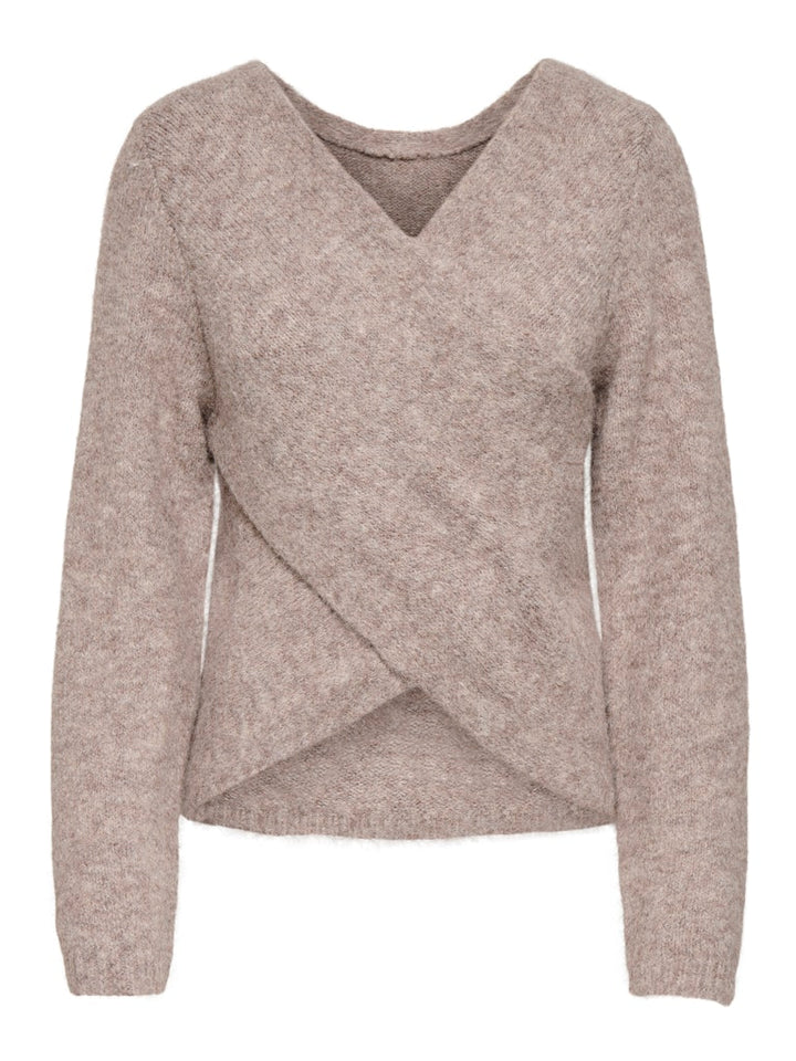 Onlzaggie Life Ls V-necck Reversib Knt - Bruin Melee