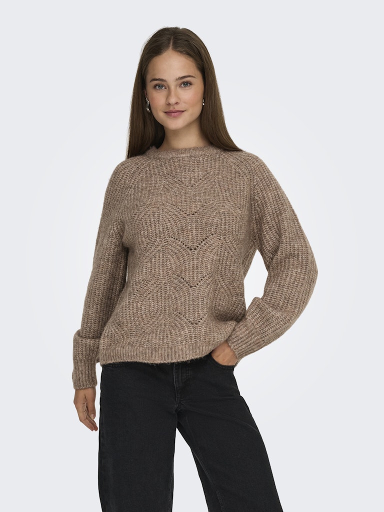 Onlgila Life Ls Structure O-neck Bf Knt - Bruin Melee