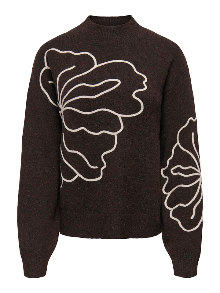 Jdyjella L/s Flower Pullover Knt Noos - Bruin Dessin