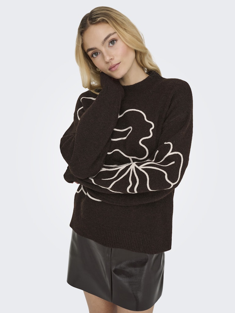 Jdyjella L/s Flower Pullover Knt Noos - Bruin Dessin