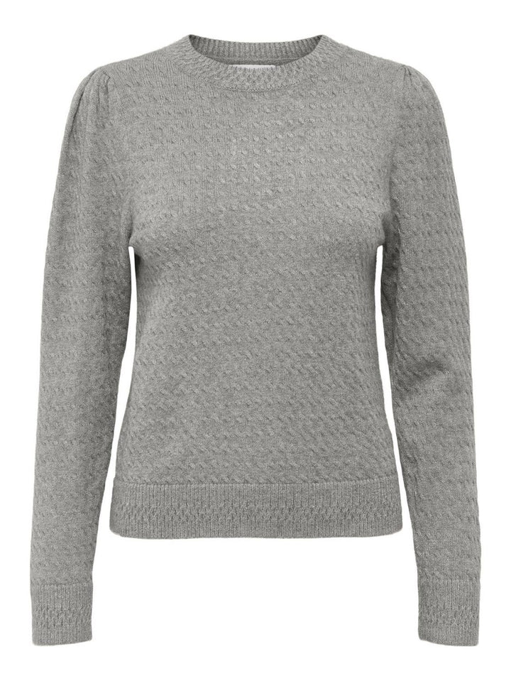 Onlkatia Ls Puff O-neck Cc Knt - Grijs