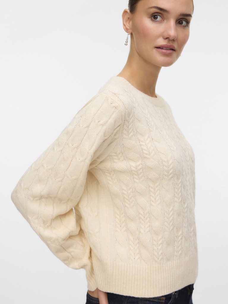 Vmaries Ls O-neck Cable Pullover Bf - Grijs Melee