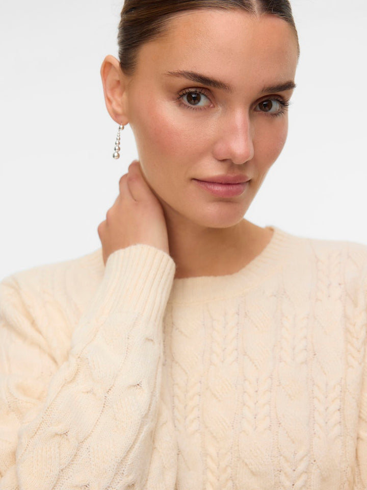 Vmaries Ls O-neck Cable Pullover Bf - Grijs Melee