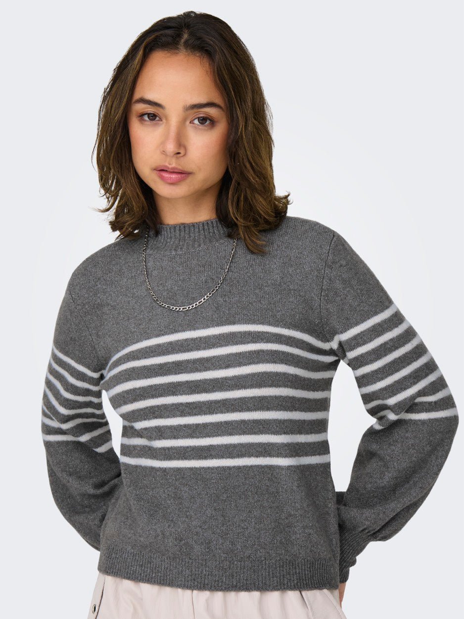 Jdylayla L/s Hn Stripe Pullover Knt - Grijs Melee