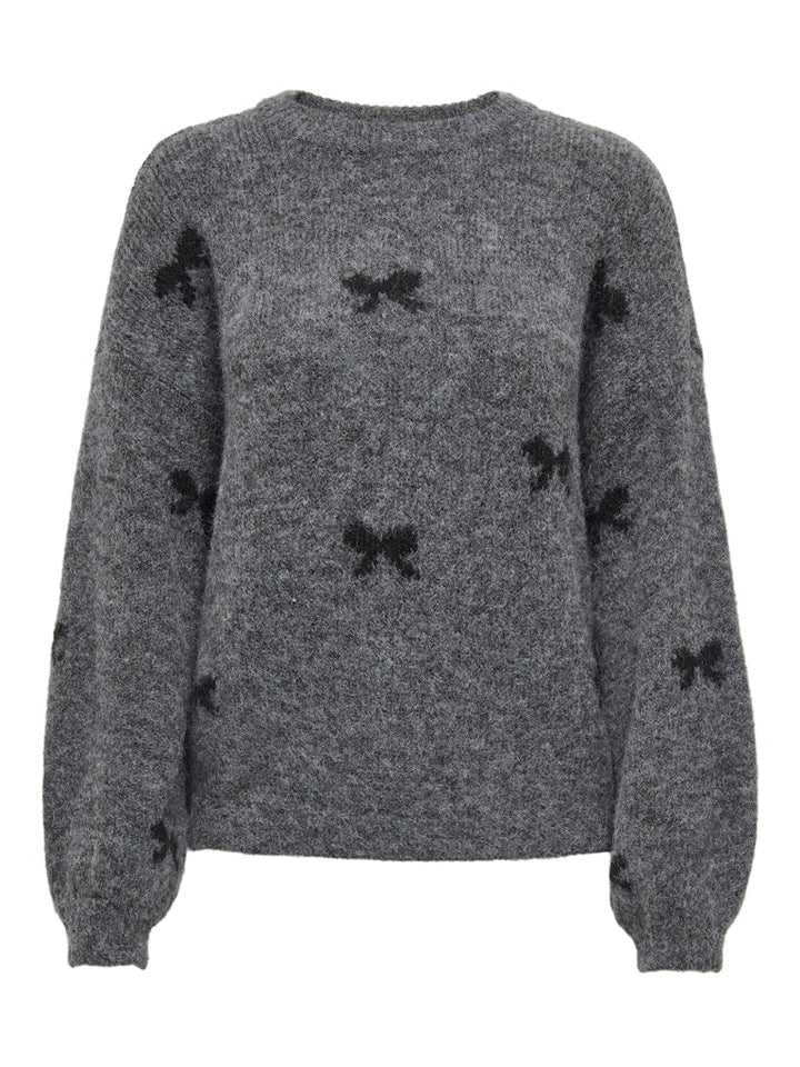 Onlbrunhilda Life Ls Bow O-neck Knt - Grijs Dessin