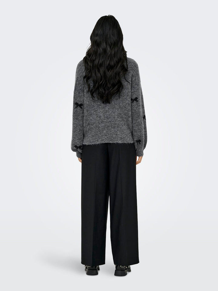 Onlbrunhilda Life Ls Bow O-neck Knt - Grijs Dessin