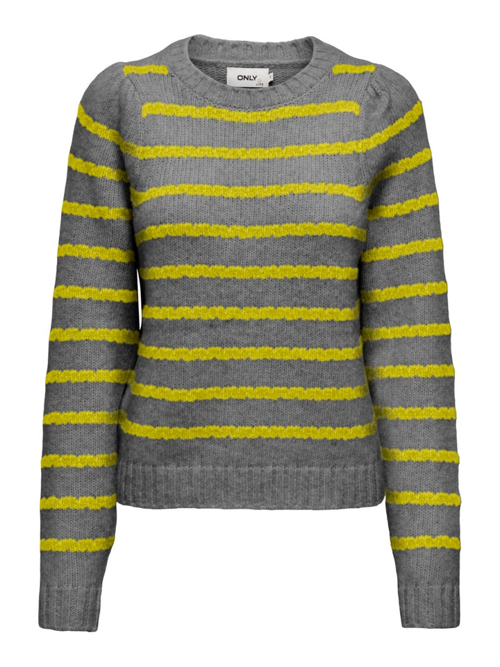 Onlsiloma Life  Stripe Ls O-neck Kn - Grijs Dessin