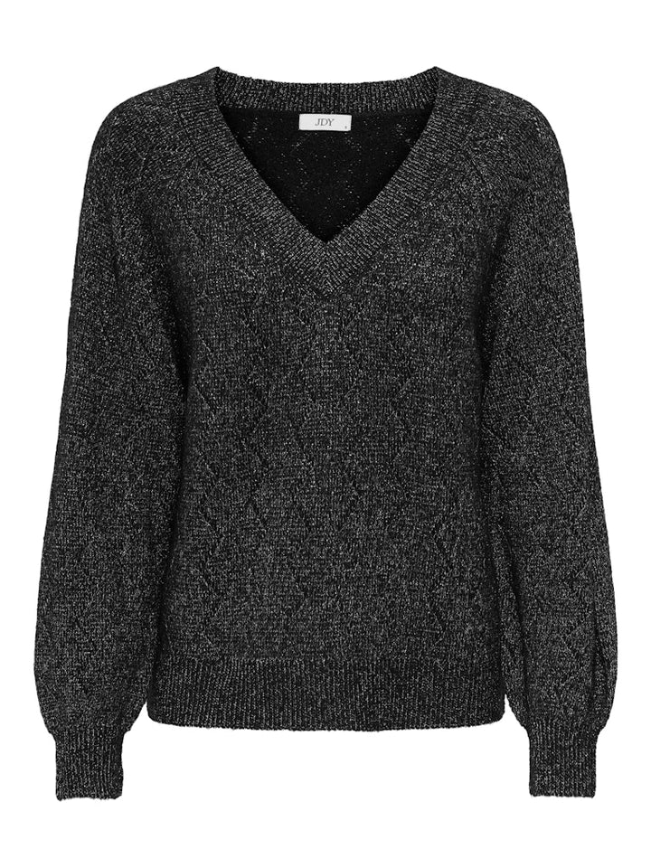 Jdyaspen Life Ls V-neck Pullover Knt - Zwart Dessin