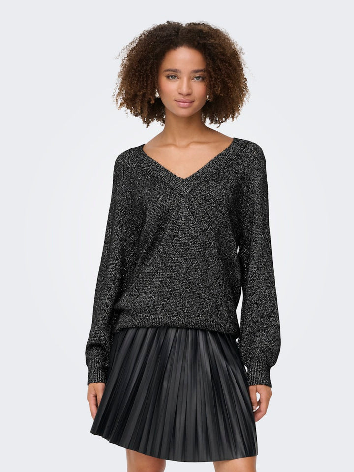 Jdyaspen Life Ls V-neck Pullover Knt - Zwart Dessin