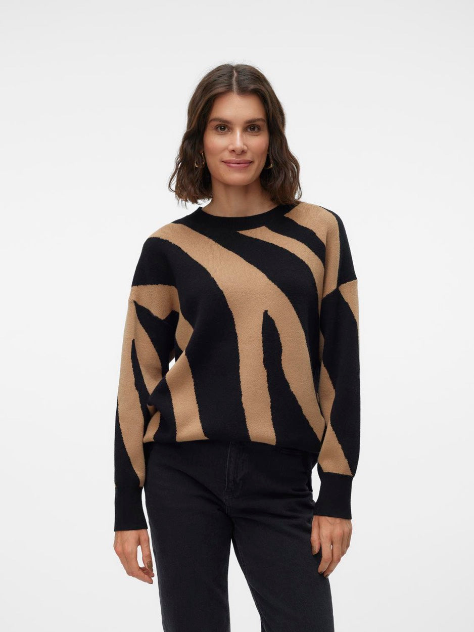 Vmnancy Ls O-neck Long Pullover Boo - Zwart Dessin