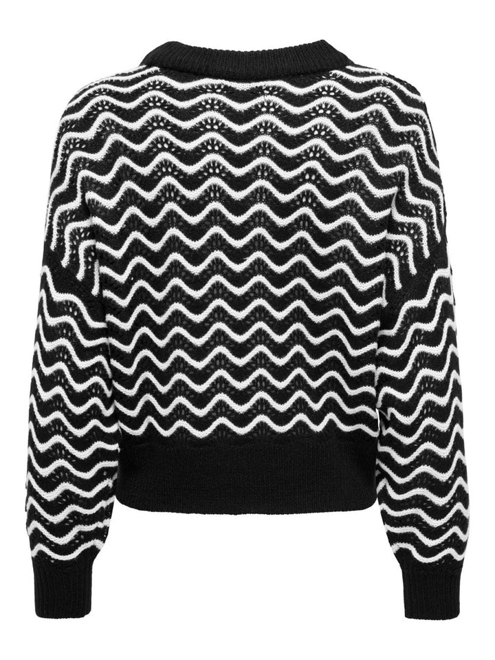 Jdyrita L/s Short Structure Pull Kn - Zwart Dessin