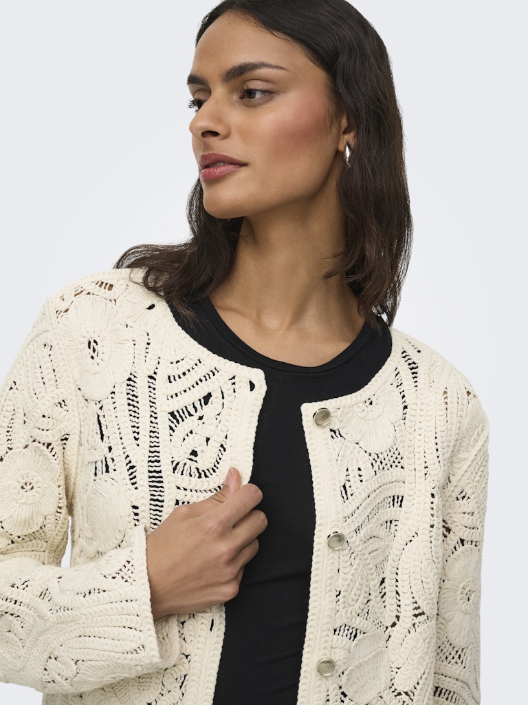 Jdyzanka L/s Crochet Cardigan Jrs - Ecru